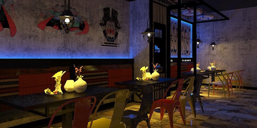 搖滾舌尖美食廣場(chǎng)餐廳裝修工程