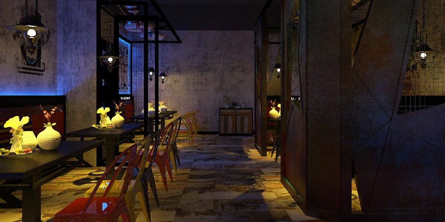 搖滾舌尖美食廣場(chǎng)餐廳裝修工程