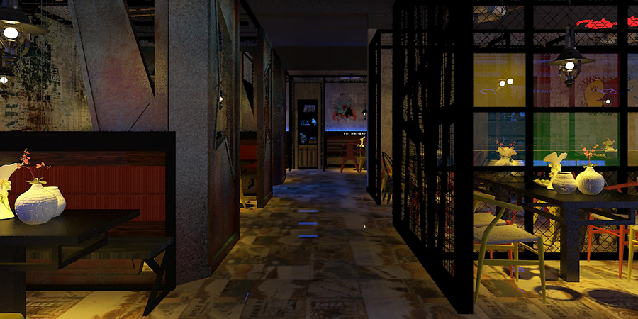 搖滾舌尖美食廣場(chǎng)餐廳裝修工程