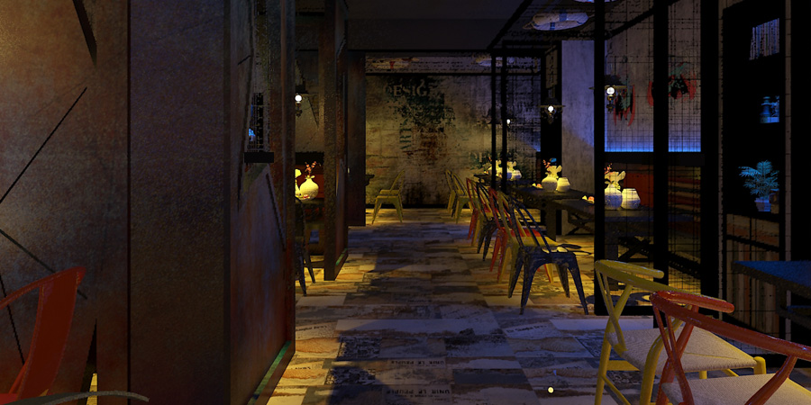 搖滾舌尖美食廣場(chǎng)餐廳裝修工程