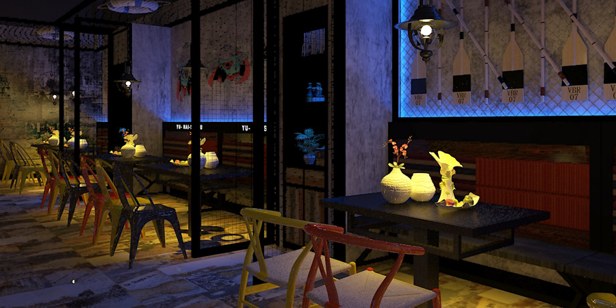 搖滾舌尖美食廣場(chǎng)餐廳裝修工程